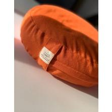 St. Morritz Zafu Yoga Meditasyon Minderi Karabuğday Kabuğu Dolgulu Turuncu Renk Keten Pamuk Kumaş