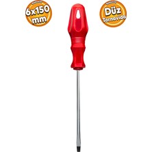St. Morritz Tornavida Düz Tornavida Kırmızı Plastik Sap 6X150 mm