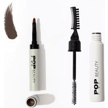 TeknoKapsül Pop Beauty Kaş Sabitleyici ve Şekillendirici & Kaş Pomadı, 2'li Kaş Bakım Seti Deep Brown