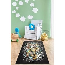 TeknoKapsül Pelangi Dondurma Ice Cream Desen Dijital Baskı Yıkanabilir Kaymaz Taban Yıkanabilir Çocuk Odası Halısı, Gri 130 x 180
