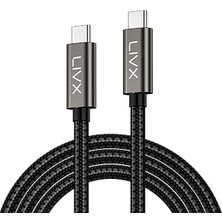 TeknoKapsül Livx Ultra USB C To USB C Kablo 240W Pd 3.1 Hızlı Şarj, 20GBPS Veri Transferi, 4K@60Hz Görüntü Aktarımı, USB 3.2 Gen2 Type-C Kablo Ult (200, Santimetre)