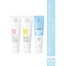 Lona Cosmetics Güneş Koruyucu ve Nemlendirici Cilt Bakım Seti: Yoğun Nemlendirici Bakım Kremi & Pink Touch Güneş Kremi Spf 50 & Matlaştırıcı Güneş Kremi Spf 50