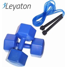 St. Morritz 5kg x 2 Adet Dambıl ve Atlama Ipi Kombin Seti Vinyl Kaplama Dumbell