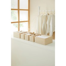 St. Morritz 6'lı Bej Çekmece Içi Dolap Çamaşır Düzenleyici Çocuk Odası Katlanır Saklama Kutusu Organizer Set
