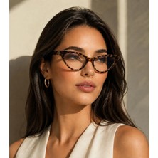 Mise Aksesuar Cat Model Unisex Leopar Çerçeve Şeffaf Cam Güneş Gözlüğü Yeni Sezon Leoparlı