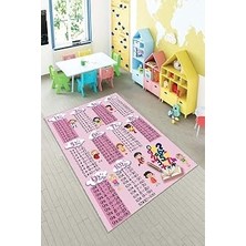 TeknoKapsül Pelangi Pembe Çarpım Tablolu Eğitici Yıkanabilir Kaymaz Taban Leke Tutmazbebek ve Çocuk Odası Halısı, Koyu Pembe 80 x 300