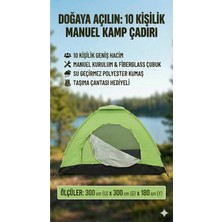 St. Morritz 10 Kişilik Kamp Çadırı – Su Geçirmez, Manuel Kolay Kurulum, Çantalı, Aile Çadırı (300X300 X180 Cm)