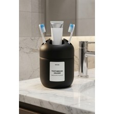 Genchome Homeware Cam Gövdeli Diş Fırçalık 3 Bölmeli Diş Macunluğu Banyo Organizeri Diş Fırçası Tutucu Siyah