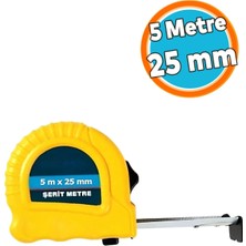 St. Morritz Şerit Metre Metal Bükülebilir 5 Metre En 25 mm Düğmeli Ölçüm Ölçme Plastik Kasalı Yüksek Kalite