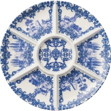 LuckyArt Florence Yuvarlak Döner Mekanizmalı Melamin 7 Bölmeli Meze Tabağı