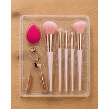 Studio Cosmetics Makyaj Fırçası Süngeri Kirpik Kıvırıcı Seti Pembe