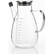 Welcomein 1 Litre Metal Kapaklı Cam Yağdanlık – Ölçü Çizgili, Akıtmaz Uçlu, Kulplu Yağ Şişesi