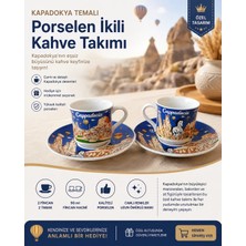 Kapadokya Hediyelik Kapadokya Temalı Porselen Ikili Kahve Takımı