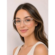 Mise Aksesuar Şeffaf Camlı Oval Gözlük Unisex Yeni Sezon
