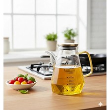 St. Morritz Premium Gold Borosilikat Cam Yağdanlık – 900 ml Ölçü Göstergeli