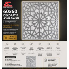 Ac Dekor Dekoratif Asma Tavan Paneli Güneş Modeli 60 x 60 cm (5ADET)