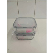 St. Morritz Feyzade Fresco Cam Kilitli Saklama Kabı 2’li Set 1150CC Kare (FRS-249)