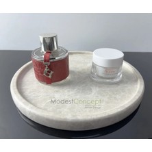 St. Morritz Doğal Bej Mermer Yuvarlak Tepsi Spider Beige, Damarlı Bej Mermer, Desenli Mermer