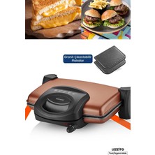 St. Morritz Lezzito Gold 1750 Watt Granit Çıkarılabilir Plakalı 5 Kademe Isı Ayarlı Tost ve Izgara Makinesi
