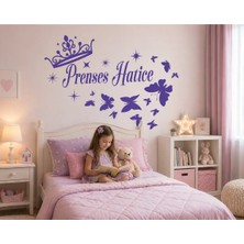 Dh Elektromarket Kişiye Özel Prenses Isimli Duvar Sticker Taç Figürlü Çocuk & Genç Kız Odası Dekorasyonu (100X75 Cm)