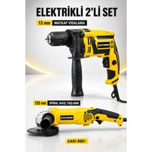 SCHUTZENGER Elektrikli 13MM Matkap Vidalama 125MM Spral Avuç Taşlama Makinesi 2’li Set SARI-7151