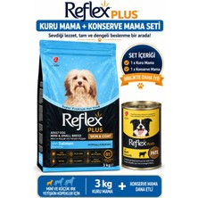 Reflex Plus Mini ve Küçük Irk Yetişkin Köpek Maması Somonlu Hipoalerjenik Deri ve Tüy Destekleyici 3 kg + Dana Etli Konserve Yaş Mama Seti
