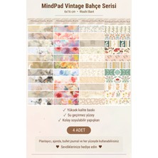 MindPad Studio 4'lü Vintage Bahçe Washi Bant Seti, Nostaljik Masal Maskeleme Bandı Koleksiyonu Sticker, Planner, Bullet Journal, Defter, Ajanda Süsleme Etiketleri