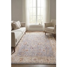 Livset Home Modern Dokuma Halı Krem Mavi Salon Mutfak Antre Yolluk Oturma Odası Halısı J335B