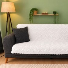 Atay Home Saçaklı Zigzag Dokulu Şönil 3’lü Koltuk Örtüsü 170X210 cm – Gri / Beyaz / Cappuccino
