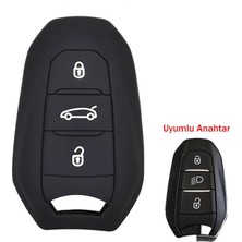 Marsilyan™- Citroen C4 Picasso Ds3 Ds4 Ds5 Ds6 Uyumlu Silikon Oto Anahtar Kumanda Kabı Kılıf Siyah