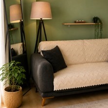 Atay Home Saçaklı Zigzag Dokulu Şönil 3’lü Koltuk Örtüsü 170X210 cm – Gri / Beyaz / Krem / Vizon