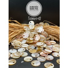FioliMore 20 mm Doğal Sedef Pul Inci-Şampanya Renk (25 Gram 20 Adet) Delik Çapı 4 mm
