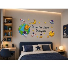 Dh Elektromarket Kişiye Özel Isimli Uzay Temalı Duvar Sticker Astronot Gezegen Çocuk Odası Dekoru