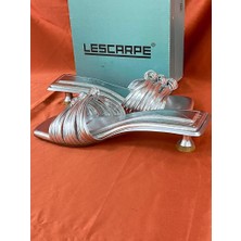 Lescarpe LES041 Gümüş Düğüm Detaylı Terlik