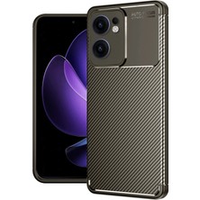 Uryport Oppo Reno 13F Kılıf Auto Focus Karbon Kapak - Kahverengi