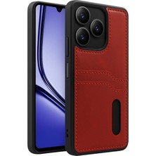 Uryport Realme Note 50 4g Kılıf Sara Kartvizitli Deri Kılıf - Kırmızı