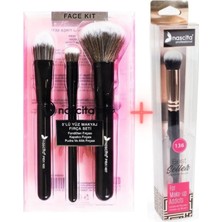 Nascita 3'lü Siyah Makyaj Fırça seti NASBRUSHSET 101 + Oval Yapılı Kapatıcı Fırçası NASBRUSH 136