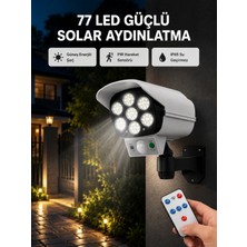 77 Led'li Güneş Enerjili Güvenlik Lambası ve Kukla Kamera – Hareket Sensörlü, 2400MAH Pilli - Lisinya