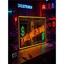Dh Elektromarket Güç Kuralları Koyar Neon Dolar Işıklı Tablo 114X53 cm