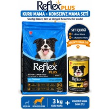 Reflex Plus Orta ve Büyük Irk Yetişkin Köpek Maması Somonlu Hipoalerjenik 3 kg + Dana Etli Konserve Yaş Mama Seti