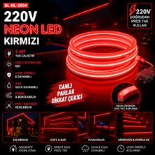 5 Metre Tak Çalıştır Kırmızı Renk Neon LED Borsan 220V Neon LED Kırmızı