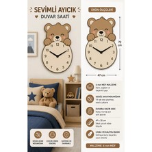Dh Elektromarket Çocuk Odası Duvar Saati Sevimli Hayvan Figürlü Sessiz Akar Mdf Dekoratif Saat
