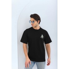 Velmora Fashion Erkek Baskılı Bisiklet Yaka Kısa Kol T-Shirt - Siyah