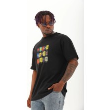 Velmora Fashion Erkek Kısa kol Baskılı Bisiklet Yaka T-Shirt - Siyah