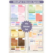 MindPad Studio Aylık Takvim ve Ajanda Detayları 4'lü Sticker Seti, Dört Mevsim Çıkartma Koleksiyonu, Bullet Journal ve Günlük Planlayıcı Etiketleri