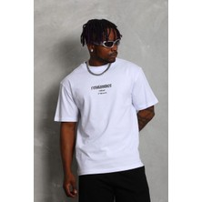 Velmora Fashion Erkek Baskılı Bisiklet Yaka kısa kol T-Shirt - Beyaz