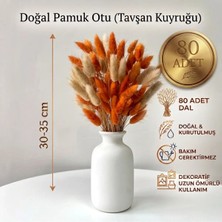 Dekora Çiçek Kurutulmuş Pamuk Otu Tavşan Kuyruğu Gelin Buketi Aranjman Çiçeği Lagurus Doğal ve Turuncu 80 Dal