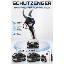 SCHUTZENGER Dijital Kesim Göstergeli Dal Budama Bağ Makası 2 Adet 10 Pilli Batarya 50MM Bıçak Ağzı Kömürsüz Motor GRİ-C77