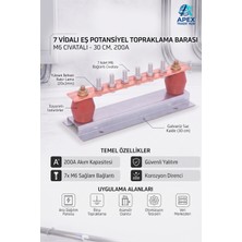Sutem 7 Vidalı Izolatörlü Eş Potansiyel Topraklama Barası (200A – 30CM) 1 Adet