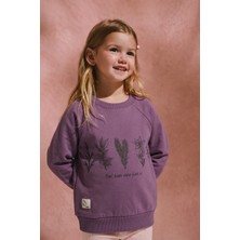 Cigit Ağaç Baskılı Sweatshirt 1-7 Yaş Mor